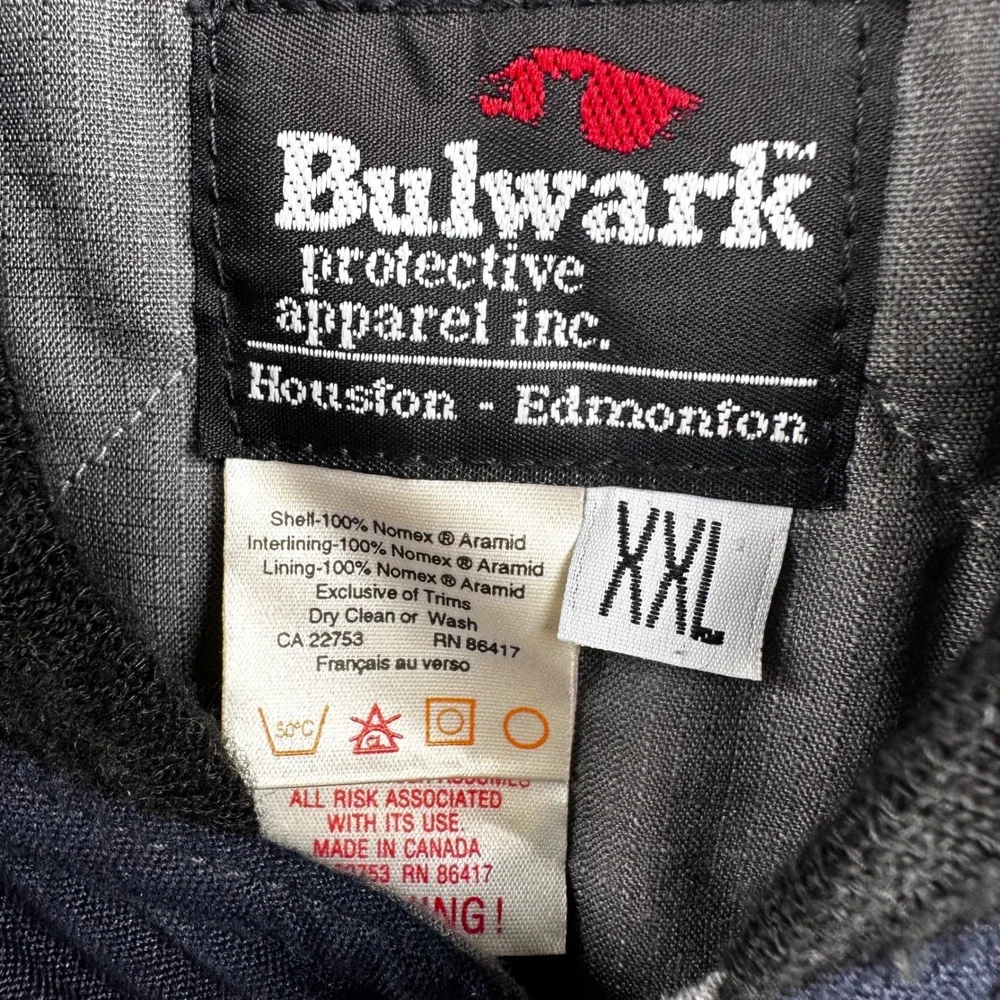 Bulwark FR Nomex Quilted Workwear Vest Navy Blue XXL Made in Canada Vintage
